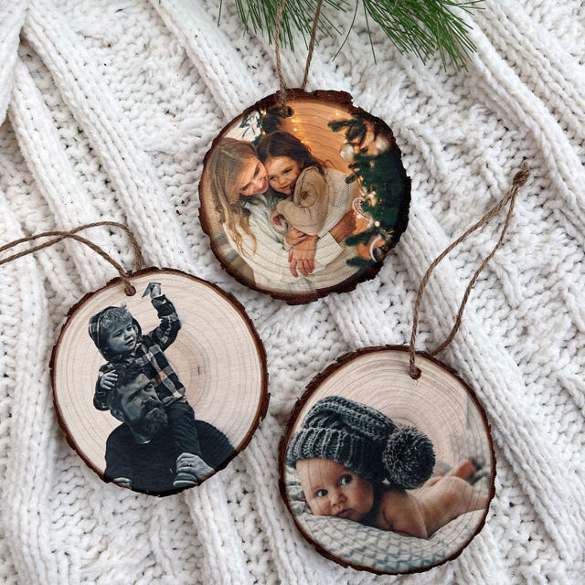 Picture of Personalised Wood Christmas Tree Ornament with Photo -  Family Christmas Ornament - Christmas Decor