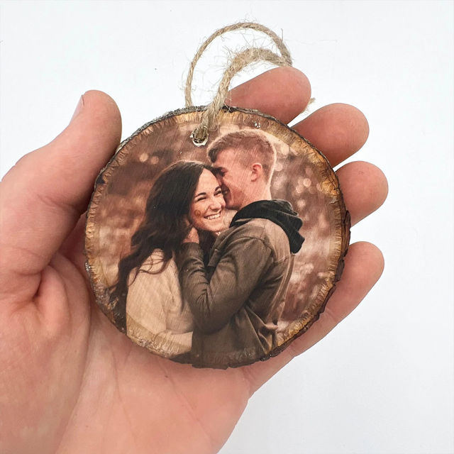 Picture of Personalised Wood Christmas Tree Ornament with Photo -  Family Christmas Ornament - Christmas Decor