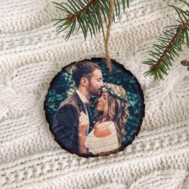 Picture of Personalised Wood Christmas Tree Ornament with Photo -  Family Christmas Ornament - Christmas Decor