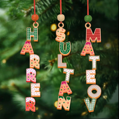 Picture of Personalised Christmas Name Letter Ornament - Stocking Tag for Kids -  Three-dimensional Font - Kids Ornament - Christmas Tags - 3-Piece Set