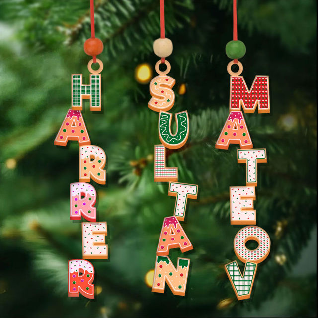 Picture of Personalised Christmas Name Letter Ornament - Stocking Tag for Kids -  Three-dimensional Font - Kids Ornament - Christmas Tags - 3-Piece Set