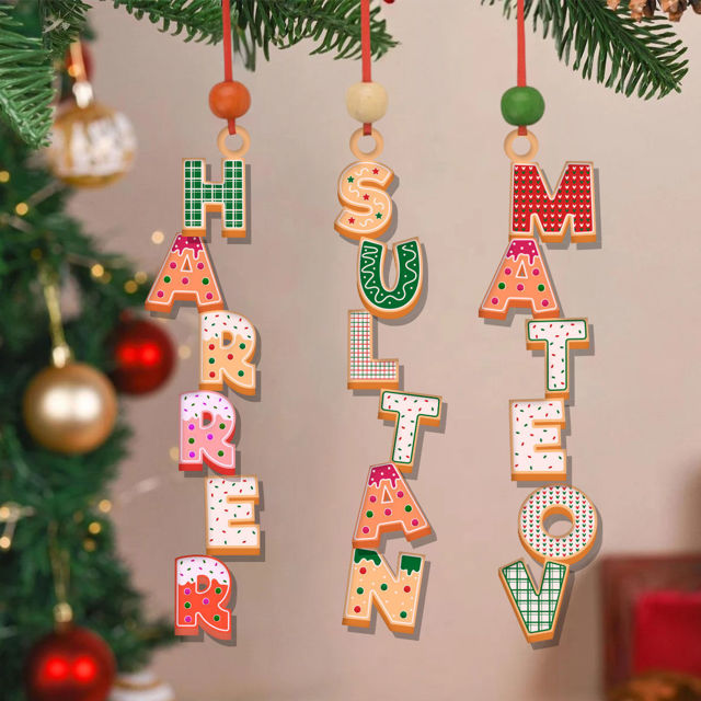 Picture of Personalised Christmas Name Letter Ornament - Stocking Tag for Kids -  Three-dimensional Font - Kids Ornament - Christmas Tags - 3-Piece Set