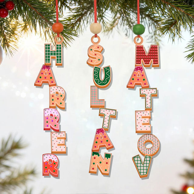 Picture of Personalised Christmas Name Letter Ornament - Stocking Tag for Kids -  Three-dimensional Font - Kids Ornament - Christmas Tags - 3-Piece Set