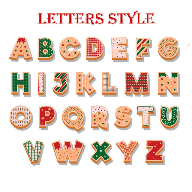 Picture of Personalised Christmas Name Letter Ornament - Stocking Tag for Kids -  Three-dimensional Font - Kids Ornament - Christmas Tags - 3-Piece Set