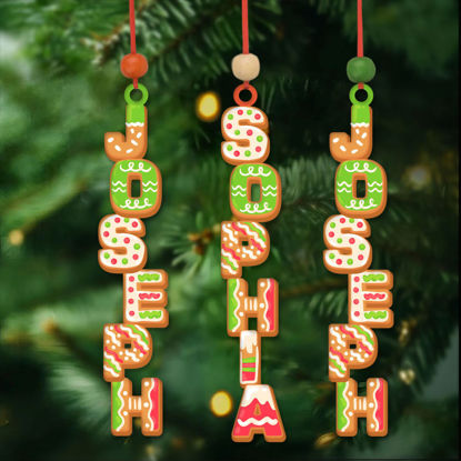 Picture of Personalised Christmas Name Letter Ornament - Stocking Tag for Kids - Colorful Dessert Font - Kids Ornament - Christmas Tags - 3-Piece Set