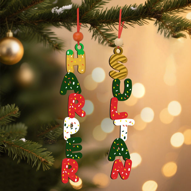 Picture of Personalised Christmas Name Letter Ornament - Stocking Tag for Kids - Toddler Christmas Tag - Kids Ornament - Christmas Tags - 3-Piece Set