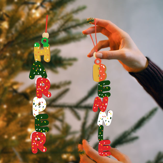 Picture of Personalised Christmas Name Letter Ornament - Stocking Tag for Kids - Toddler Christmas Tag - Kids Ornament - Christmas Tags - 3-Piece Set