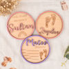 Picture of Personalised Wooden Birth Announcement Disc - Newborn Name Sign - 3D Wooden Baby Sign - Baby Shower Gift