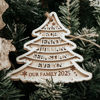 Picture of Personalized Tree Shaped Christmas Ornament - Family Christmas Ornament with Names - Set of 3 Identical Signs - Wood Christmas Tree Ornament