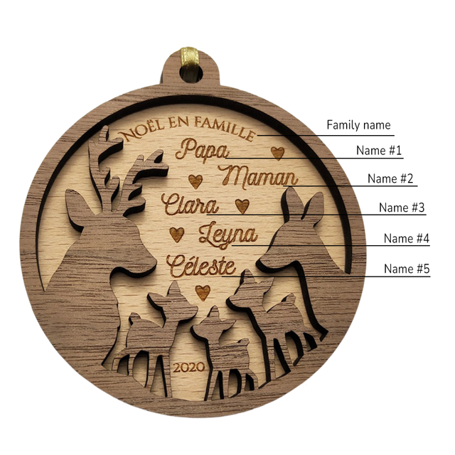 Picture of Personalized Wooden Christmas Decorations - Fawn Family - Home Christmas Decor