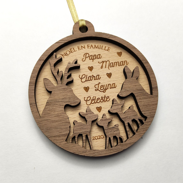 Picture of Personalized Wooden Christmas Decorations - Fawn Family - Home Christmas Decor