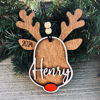 Picture of Custom Wooden Christmas Ornament Set - Elk Shaped Family Christmas Ornament with Names Set