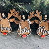 Picture of Custom Wooden Christmas Ornament Set - Elk Shaped Family Christmas Ornament with Names Set