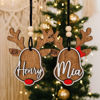 Picture of Custom Wooden Christmas Ornament Set - Elk Shaped Family Christmas Ornament with Names Set