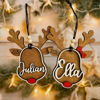 Picture of Custom Wooden Christmas Ornament Set - Elk Shaped Family Christmas Ornament with Names Set