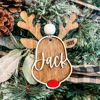 Picture of Custom Wooden Christmas Ornament Set - Elk Shaped Family Christmas Ornament with Names Set