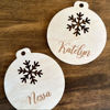 Picture of Custom Wooden Christmas Ornament set - Family Christmas Ornament with Names - Circle Shaped Christmas Ornament