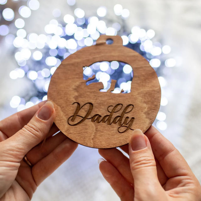 Picture of Custom Wooden Christmas Ornament set - Family Christmas Ornament with Names - Circle Shaped Christmas Ornament