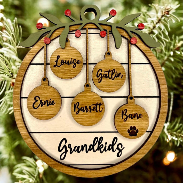 Picture of Personalized Wooden Christmas Ornaments - Custom Family Christmas Ornament with Names - Circle Shaped Christmas Ornament