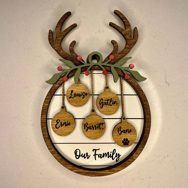 Picture of Personalized Wooden Christmas Ornaments - Custom Family Christmas Ornament with Names - Circle Shaped Christmas Ornament