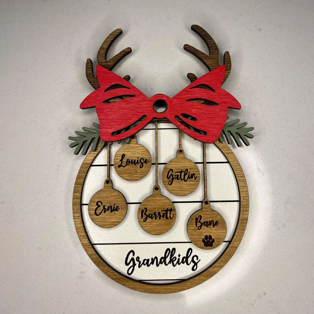 Picture of Personalized Wooden Christmas Ornaments - Custom Family Christmas Ornament with Names - Circle Shaped Christmas Ornament