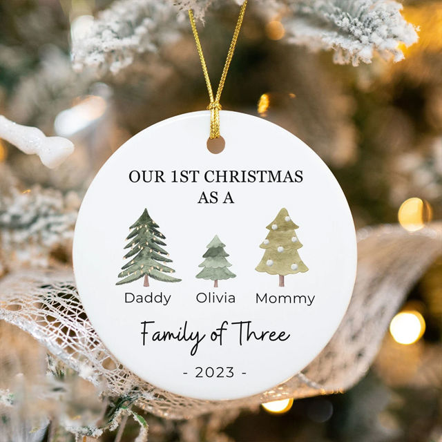 Picture of Custom Family Ceramics Christmas Tree Ornaments - Christmas Tree Photo Ornament - Custom Xmas Home Decor
