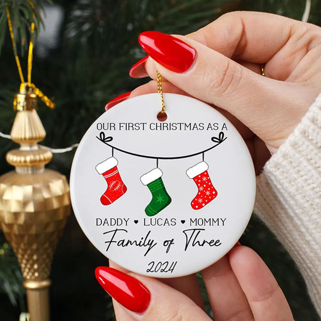 Picture of Custom Family Ceramics Christmas Tree Ornaments - Christmas Tree Photo Ornament - Custom Xmas Home Decor