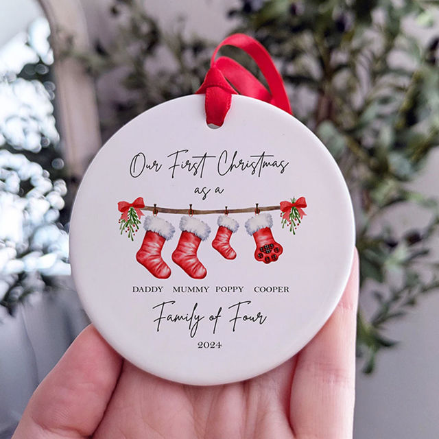 Picture of Custom Family Ceramics Christmas Tree Ornaments - Christmas Tree Photo Ornament - Custom Xmas Home Decor
