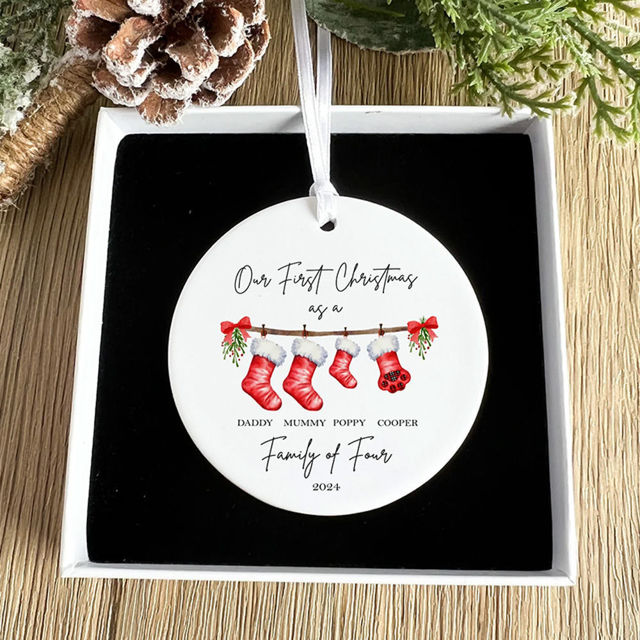 Picture of Custom Family Ceramics Christmas Tree Ornaments - Christmas Tree Photo Ornament - Custom Xmas Home Decor