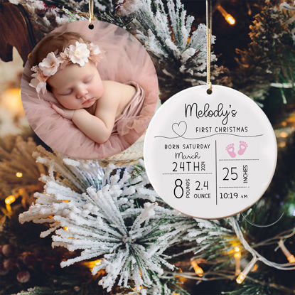 Picture of Custom Ceramics Christmas Tree Ornament - Family Christmas Tree Ornaments with Photo - Xmas Home Decor