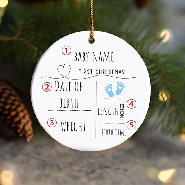 Picture of Custom Ceramics Christmas Tree Ornament - Family Christmas Tree Ornaments with Photo - Xmas Home Decor