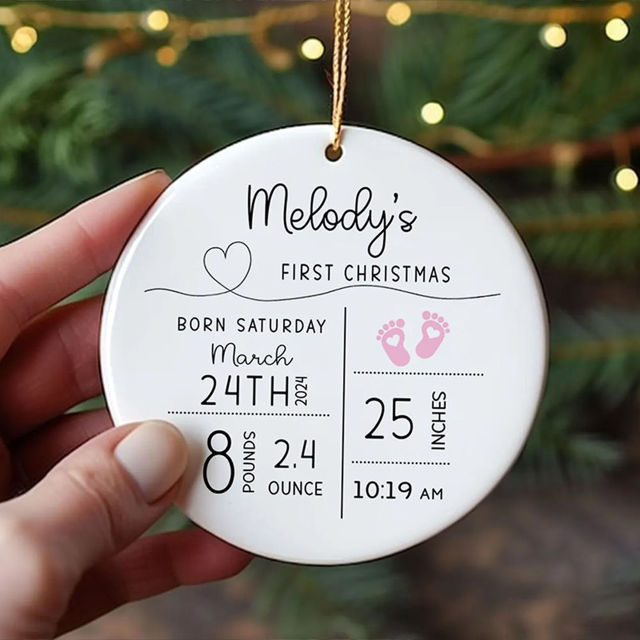 Picture of Custom Ceramics Christmas Tree Ornament - Family Christmas Tree Ornaments with Photo - Xmas Home Decor