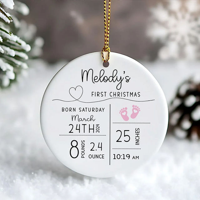 Picture of Custom Ceramics Christmas Tree Ornament - Family Christmas Tree Ornaments with Photo - Xmas Home Decor