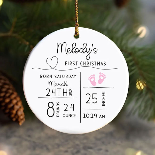 Picture of Custom Ceramics Christmas Tree Ornament - Family Christmas Tree Ornaments with Photo - Xmas Home Decor