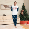 Picture of Family Christmas Pajama Set - Crew Neck Pajamas - Navy Blue Snowflake Merry Christmas Parent-Child Pajamas