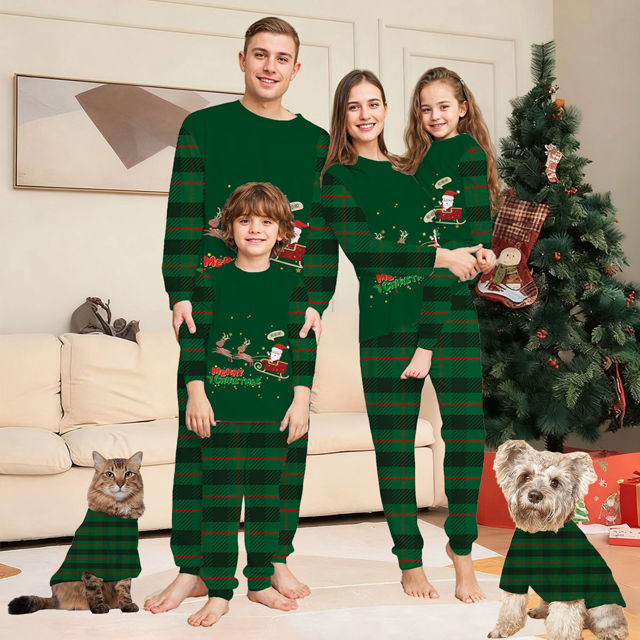 Picture of Family Christmas Pajama Sets - Happy Santa Long Sleeve Pajamas - Best Family Gift Christmas