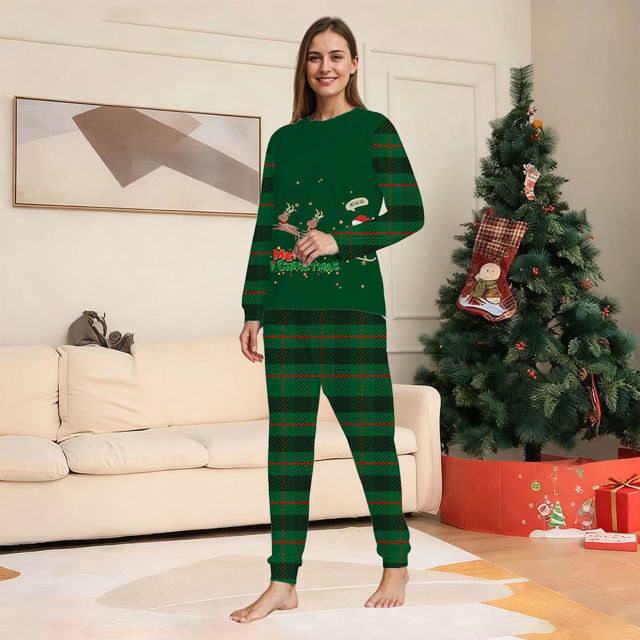 Picture of Family Christmas Pajama Sets - Happy Santa Long Sleeve Pajamas - Best Family Gift Christmas
