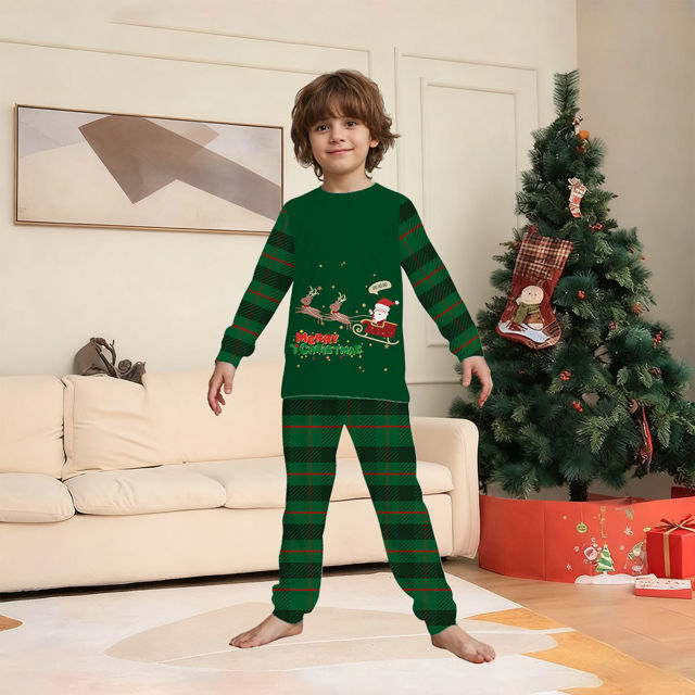 Picture of Family Christmas Pajama Sets - Happy Santa Long Sleeve Pajamas - Best Family Gift Christmas