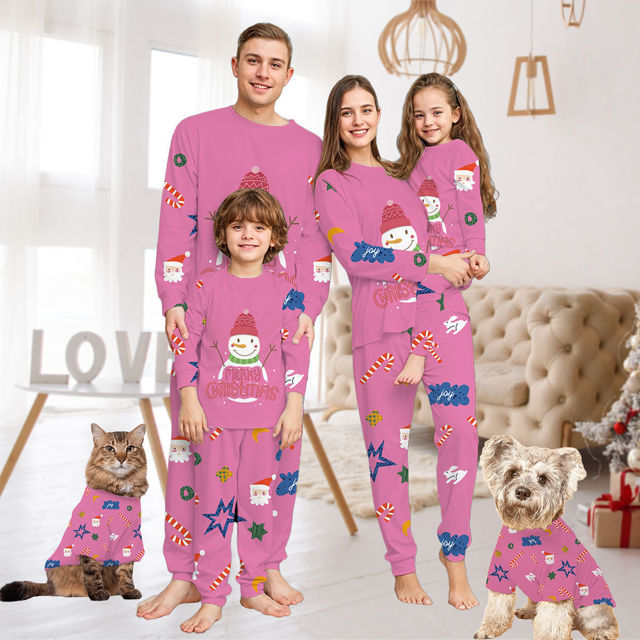 Picture of Family Christmas Pajama Sets - Happy Snowmen Long Sleeves Pajamas - Best Family Gift Christmas