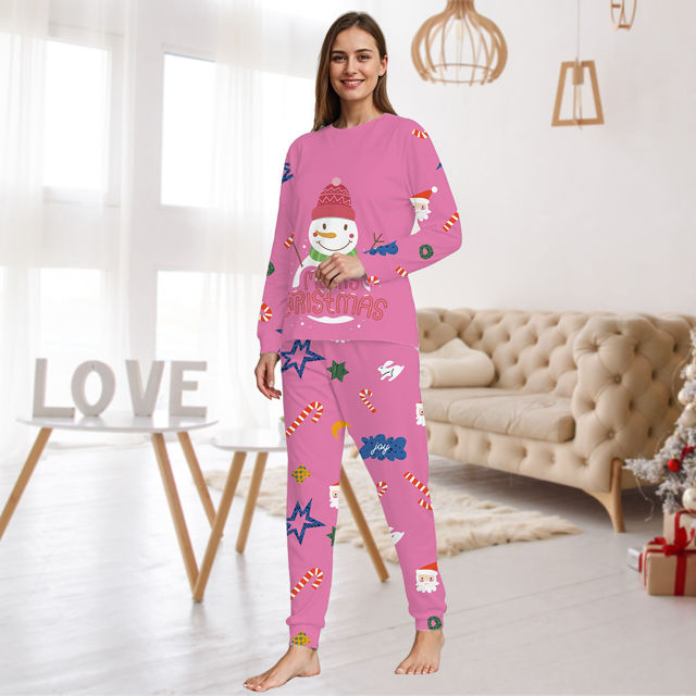 Picture of Family Christmas Pajama Sets - Happy Snowmen Long Sleeves Pajamas - Best Family Gift Christmas