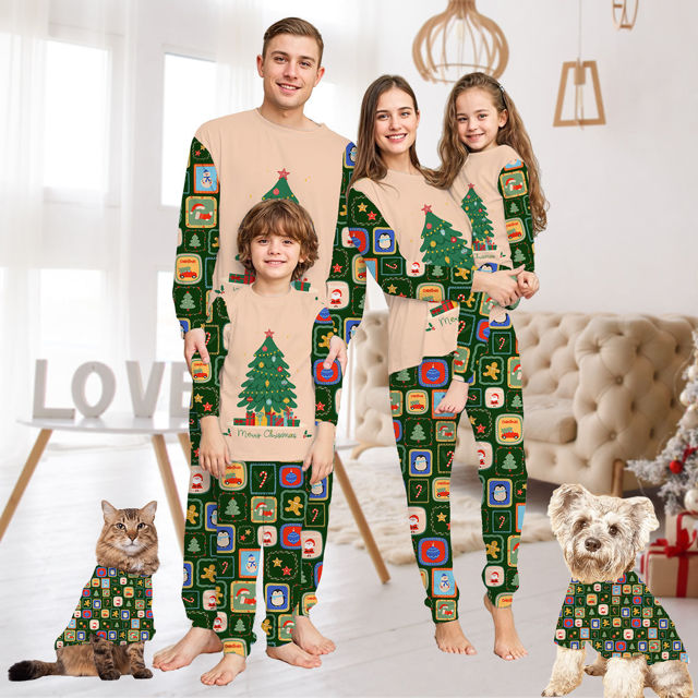 Picture of Family Christmas Pajama Sets - Long Sleeve Pajamas with Christmas Tree - Best Family Gift Christmas