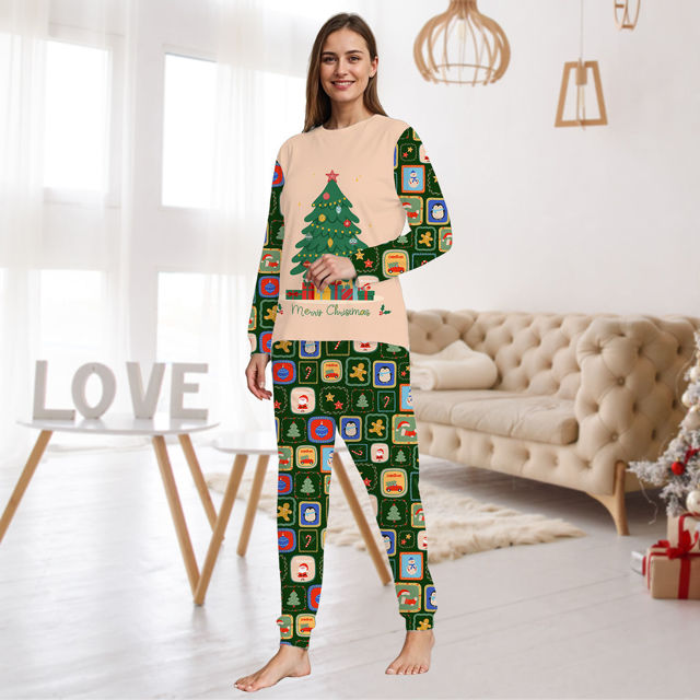 Picture of Family Christmas Pajama Sets - Long Sleeve Pajamas with Christmas Tree - Best Family Gift Christmas