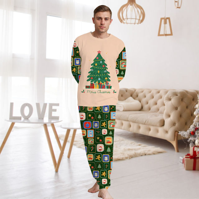 Picture of Family Christmas Pajama Sets - Long Sleeve Pajamas with Christmas Tree - Best Family Gift Christmas