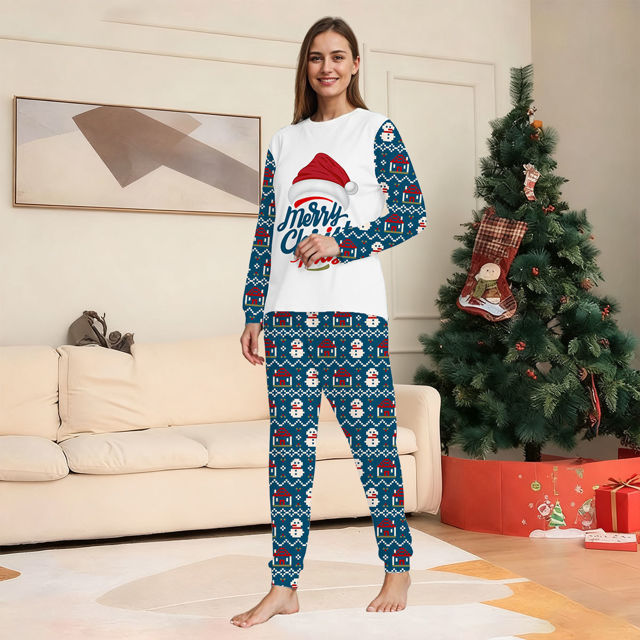 Picture of Family Christmas Pajama Sets - Long Sleeves Pajamas with Santa Hat - Best Family Gift for Christmas