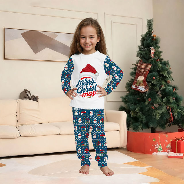 Picture of Family Christmas Pajama Sets - Long Sleeves Pajamas with Santa Hat - Best Family Gift for Christmas