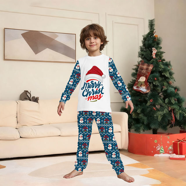 Picture of Family Christmas Pajama Sets - Long Sleeves Pajamas with Santa Hat - Best Family Gift for Christmas