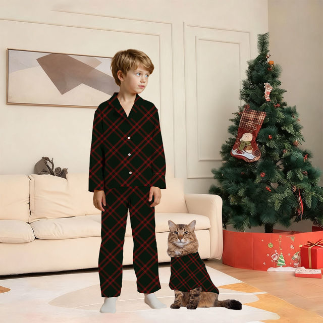 Picture of Christmas Family Pajama Sets - Diagonal Stripes Long Sleeves Pajamas - Best Family Gift for Christmas