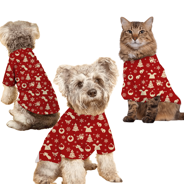 Picture of Family Christmas Pajamas Set -  Red Cream Holiday Icons Sleepwear