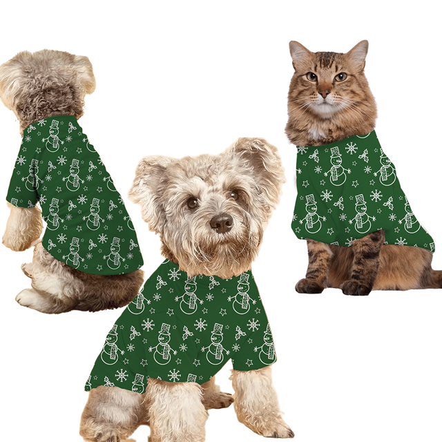 Picture of Family Christmas Pajamas Set – Green Christmas Tree and Snowflake Print Pajamas