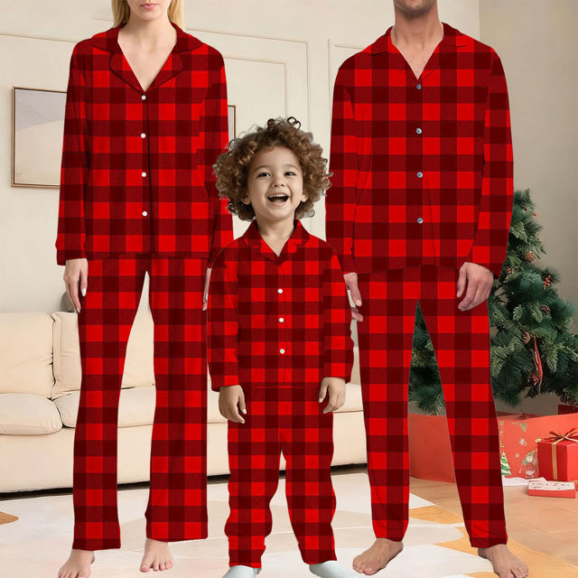 Picture of Family Christmas Pajama Sets - Christmas Red Pattern Long Sleeves Pajamas - Christmas Gift for Loved One